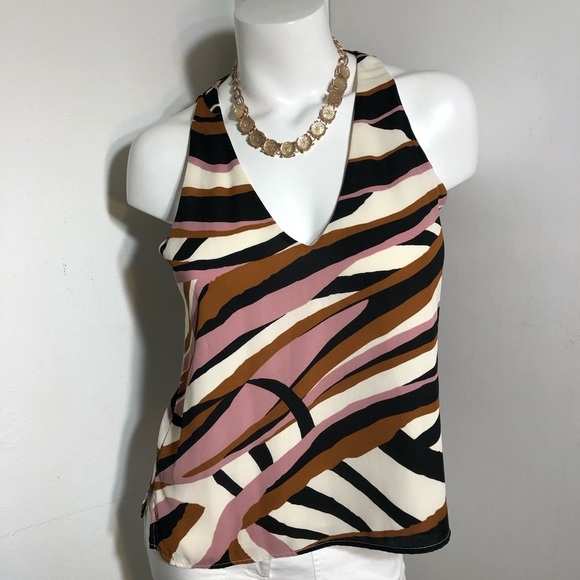 NORDSTROM Veronica M Flowy V-neck Earth Tones Sleeveless Top Blouse XS - Picture 1 of 7
